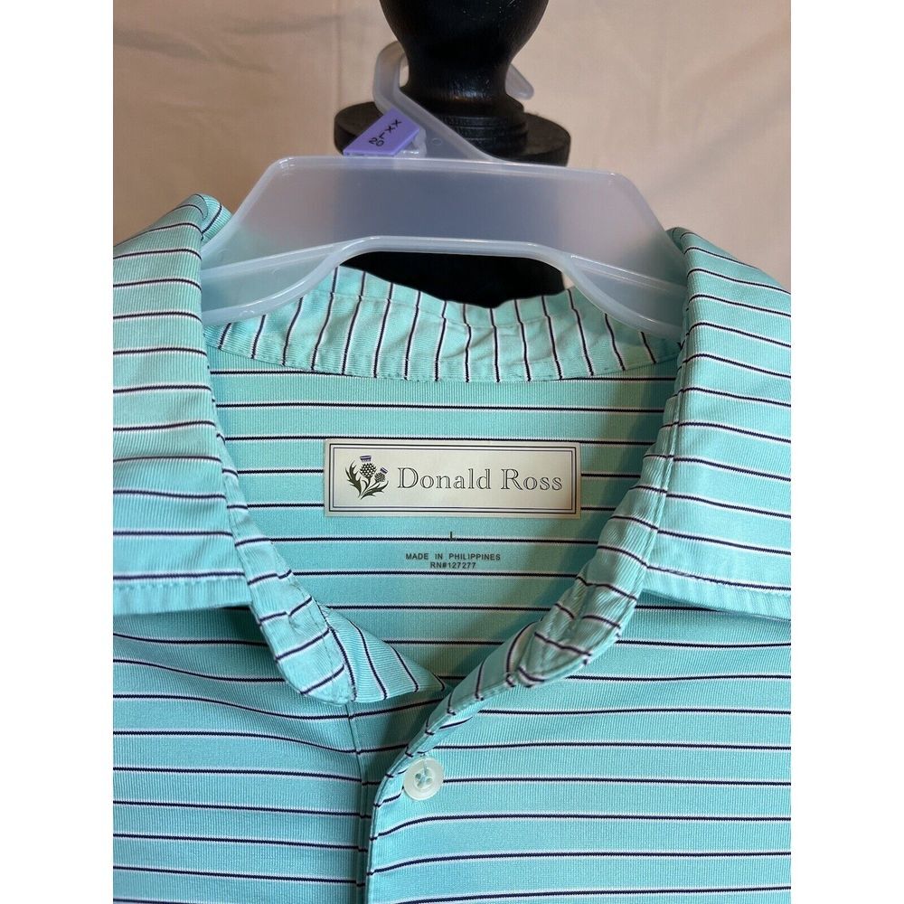 Donald Ross Polo Shirt Mens Large‎ Teal Blue Golf Casual Stretch  Dayton